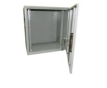 картинка Шкаф настенный 19", 12U, (600х450х600) антивандальный распашного типа, направляющие, замок, серый    от магазина Интерком-НН