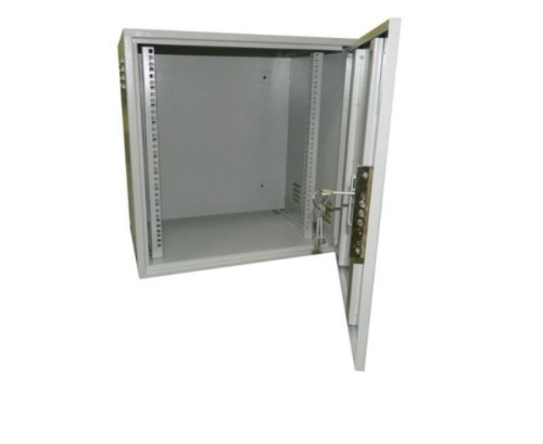 картинка Шкаф настенный 19", 12U, (600х450х600) антивандальный распашного типа, направляющие, замок, серый    от магазина Интерком-НН