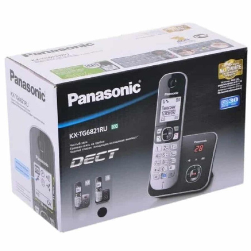 изображение Беспроводной телефон Panasonic KX-TG6821RUB DECT (радиотелефон) Да, цвет: черный магазин Компании Интерком-НН фото 2 картинка Panasonic KX-TG6821RUB - Беспроводной телефон DECT (радиотелефон) с автоответчиком, цвет: черный от магазина Интерком-НН фото 2