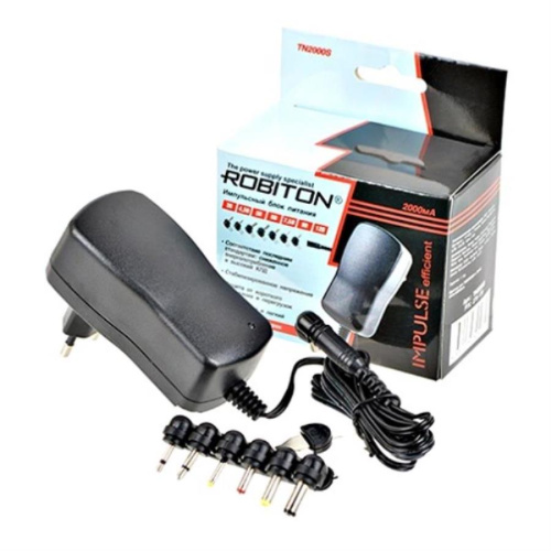 картинка Robiton TN2000S Блок питания BL1 2000mA 3 В, 4,5 В, 5 В, 6 В, 7,5 В, 9 В, 12 В сменные разъемы от магазина Интерком-НН