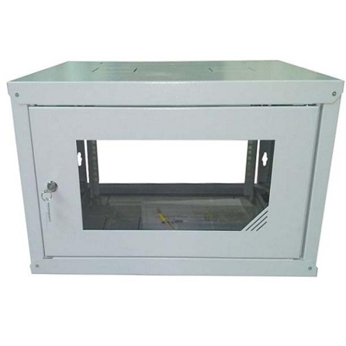 картинка Шкаф настенный 9U серия NOP2 (600х450x490), передняя дверь стекло, разборный, серый Netko от магазина Интерком-НН