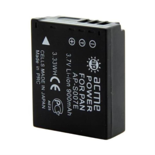 изображение Аккумулятор Li-ion, 3.7 V, 900 mAh AcmePower CGA-S007 для фотокамер Panasonic S007E магазин Компании Интерком-НН фото 2 картинка AcmePower AP-S007E Аккумулятор Li-ion, 3.7 V, 900 mAh для фотокамер Panasonic от магазина Интерком-НН фото 2