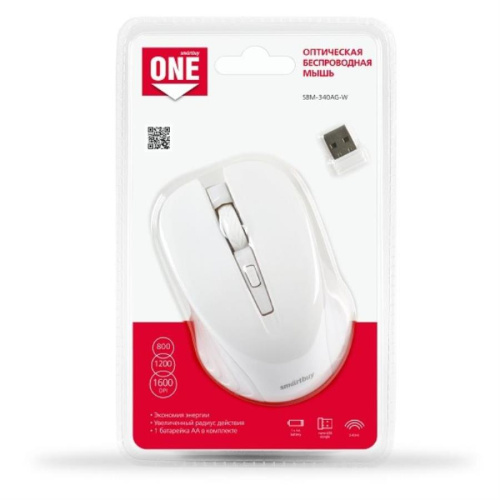 изображение Мышь беспроводная оптическая Smartbuy ONE SBM-340AG-W (белая) магазин Компании Интерком-НН картинка SmartBuy Мышь беспроводная оптическая Smartbuy ONE SBM-340AG-W (белая) от магазина Интерком-НН