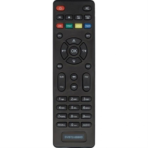 картинка Huayu DVBT2-555HD (20161) пульт дистанционного управления (ПДУ) для цифровых приставок Lumax от магазина Интерком-НН