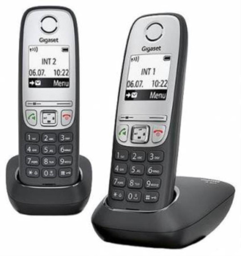 изображение Р/Телефон Dect Gigaset A415 DUO RUS черный (труб. в компл.:2шт) АОН магазин Компании Интерком-НН фото 2 картинка Р/Телефон Dect Gigaset A415 DUO RUS черный (труб. в компл.:2шт) АОН от магазина Интерком-НН фото 2