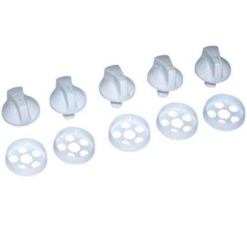 картинка Комплект ручек 01041649 для газовой плиты (стиль 1A/1B) без таймера Дарина GM341, 441, 442 (белые) от магазина Интерком-НН