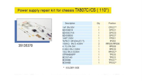 картинка THOMSON Рем комплект 35135370 для CHASSIS TX807C/CS   от магазина Интерком-НН фото 2