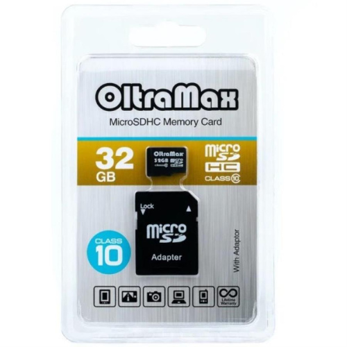 изображение Память microSDHC 32Gb OltraMax class10 с адаптером (OM032GCSDHC10-AD) магазин Компании Интерком-НН картинка Память microSDHC 32Gb OltraMax class10 с адаптером (OM032GCSDHC10-AD) от магазина Интерком-НН