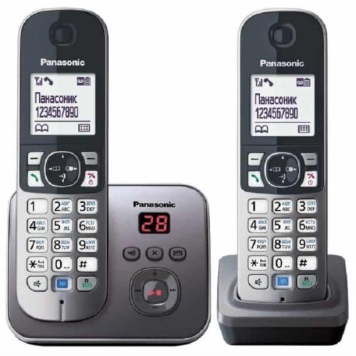 изображение Беспроводной телефон Panasonic KX-TG6822RUM DECT (радиотелефон) с автоответчиком, цвет: серый металлик магазин Компании Интерком-НН фото 2 картинка Panasonic KX-TG6822RUM - Беспроводной телефон DECT (радиотелефон) с автоответчиком, цвет: серый мета от магазина Интерком-НН фото 2