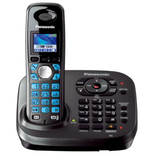изображение Беспроводной телефон Panasonic KX-TG8041RUT DECT (радиотелефон) с автоответчиком, цвет: темно-серый металлик магазин Компании Интерком-НН картинка Panasonic KX-TG8041RUT - Беспроводной телефон DECT (радиотелефон) с автоответчиком, цвет: темно-серы от магазина Интерком-НН