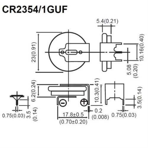 картинка Panasonic CR23541GUF 3V Litium элемент питания для АТС KX-TEM824, TES824 с выводами под пайку от магазина Интерком-НН фото 2