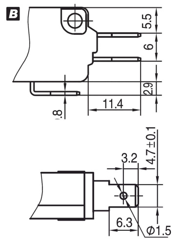 картинка Микропереключатель Dongnan KW3A-16T0-B200 2-х контактный нормально разомкнутый (NO) KW3A 16(4)A 250V от магазина Интерком-НН фото 3