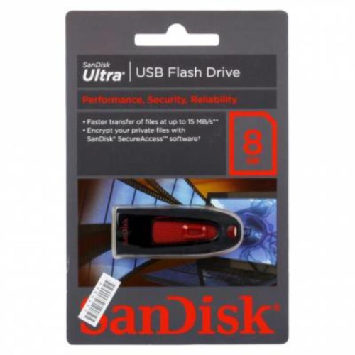 картинка Память USB 8Gb SanDisk Ultra CZ45 черный+красный от магазина Интерком-НН
