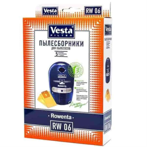 картинка Vesta filter RW06 комплект мешков-пылесборников бумажных (5шт+1 фильтр) для пылесоса Rowenta от магазина Интерком-НН