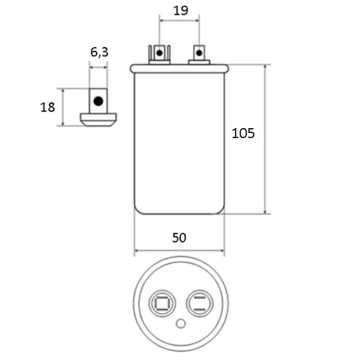 картинка Пусковой конденсатор CBB65A 40мкф, 450В для кондиционера в металлическом корпусе от магазина Интерком-НН фото 2