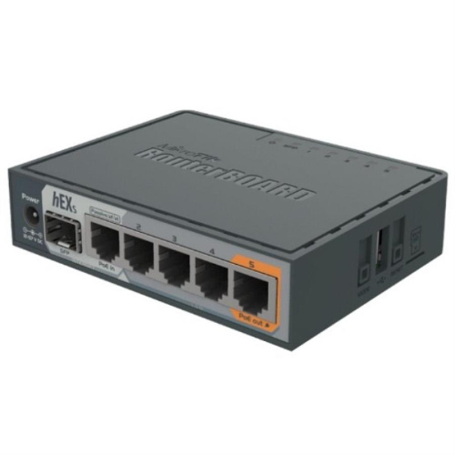 изображение hEX S - пяти портовый маршрутизатор Gigabit Ethernet имеет порт SFP и выход PoE на последнем порту, двухъядерным процессором 880 МГц и ОЗУ 256 МБSOHO Mikrotik RB760iGS магазин Компании Интерком-НН картинка Mikrotik RB760iGS (HEX S) Маршрутизатор SOHO 5-Gigabit Ethernet, порт SFP и выход PoE от магазина Интерком-НН