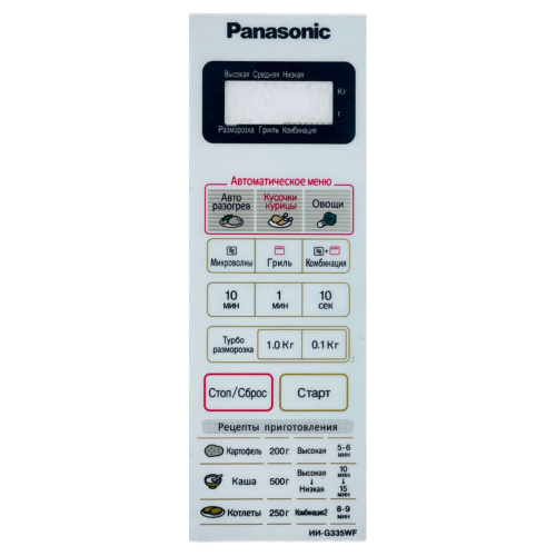 изображение Panasonic F630Y6R60HZP Сенсорная панель на русском для СВЧ (микроволновой печи) NN-G335WF белый магазин Компании Интерком-НН фото 3 картинка Panasonic F630Y6R60HZP Сенсорная панель на русском для СВЧ (микроволновой печи) NN-G335WF белый от магазина Интерком-НН фото 3