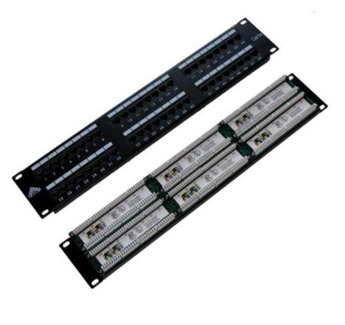 картинка MX-PP-48-2U-5E-DUAL Патч-панель 19" с задним органайзером, 2U, 48 порта RJ45, кат. 5e от магазина Интерком-НН