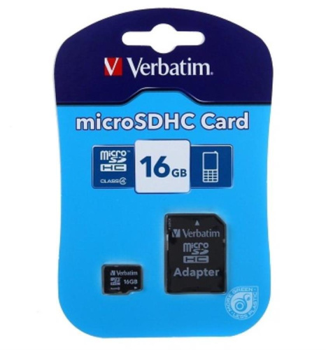 картинка Память Micro SD 16Gb Verbatim class 4 (SD adapter) от магазина Интерком-НН