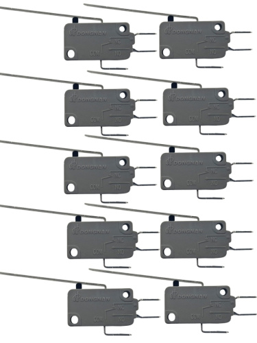 картинка Микропереключатель 10 шт. Dongnan KW3A-16Z2-A200 3-х контактный 16(4)A 250V с рычагом 51мм от магазина Интерком-НН фото 2