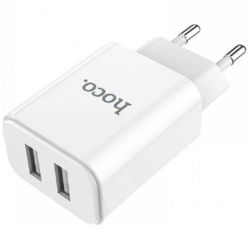 картинка Hoco C62A сетевое зарядное устройство с 2 USB выходами 5В, 2100mAh, белый  от магазина Интерком-НН фото 2