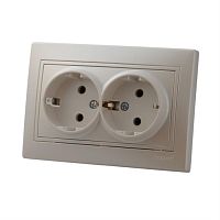 картинка Розетка 2-ая з/к LEZARD MIRA с/у керам.осн. жемчужно-белый перламутр 701-3030-127 от магазина Интерком-НН