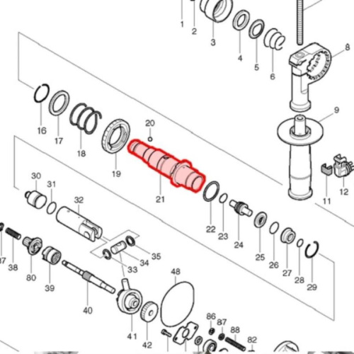 картинка Makita 153696-7 Ствол в сборе для перфоратора HR2450FT, HR2450T от магазина Интерком-НН фото 2