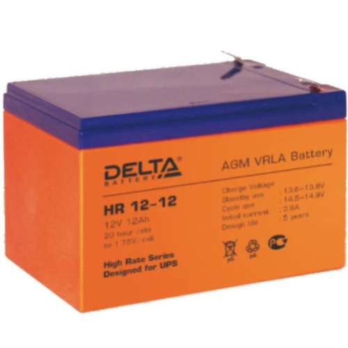 изображение Аккумуляторная батарея DELTA HR 12-12 необслуживаемая 12В, 12А/ч магазин Компании Интерком-НН картинка DELTA HR 12-12 Аккумуляторная батарея необслуживаемая 12В, 12А/ч от магазина Интерком-НН