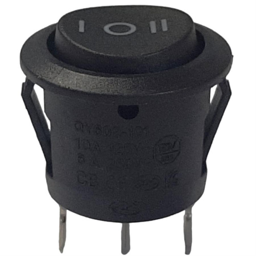 картинка Переключатель клавишный QY602-101 (223(9)) черный без подсветки ON-OFF-ON 6A 250VAC от магазина Интерком-НН