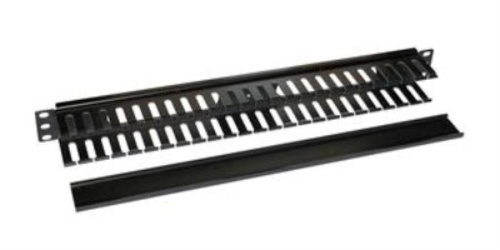 картинка Органайзер металлический, пластиковая крышка, пластиковые кольца, 19",1U, черный "SB" от магазина Интерком-НН