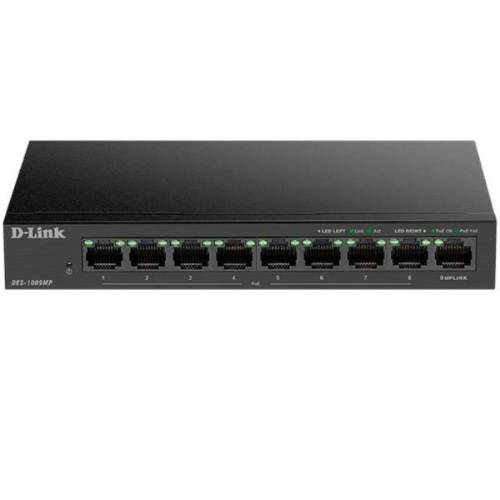картинка D-Link DES-1009MP/A1A Коммутатор 8x100Mb 1G 8PoE+ 117W неуправляемый от магазина Интерком-НН