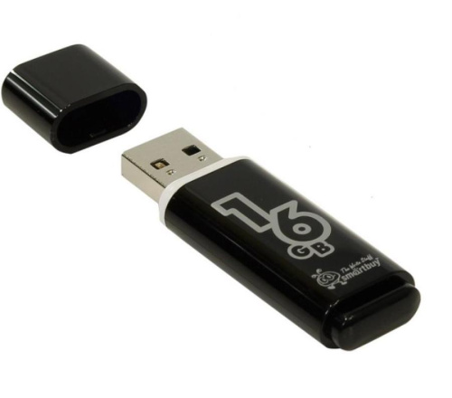 картинка Память USB 16Gb Smart Buy Glossy черный 2.0 (SB16GBGS-K) от магазина Интерком-НН