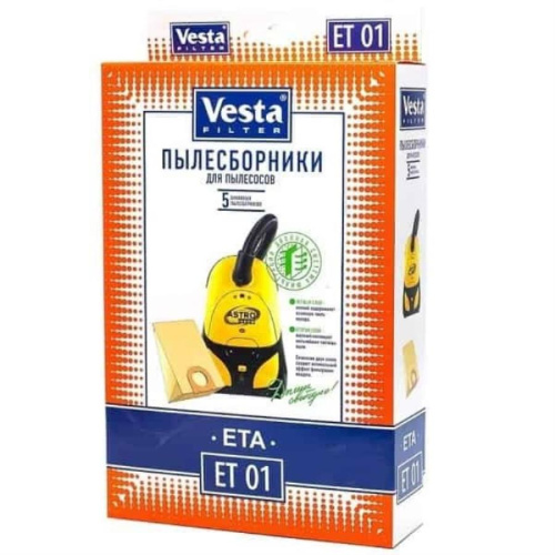 изображение Vesta filter ET01 комплект мешков-пылесборников бумажных (5шт) для пылесоса Eta, Hitachi, Thomas магазин Компании Интерком-НН картинка Vesta filter ET01 комплект мешков-пылесборников бумажных (5шт) для пылесоса Eta, Hitachi, Thomas от магазина Интерком-НН