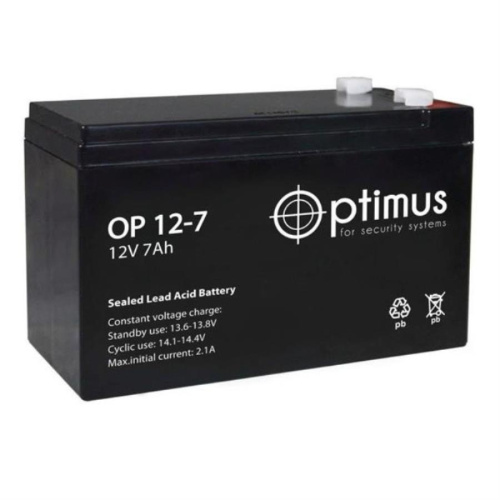изображение Аккумуляторная батарея Optimus (12В, 7А/ч) необслуживаемая магазин Компании Интерком-НН картинка Optimus 7-12 Аккумуляторная батарея (12В, 7А/ч) необслуживаемая от магазина Интерком-НН