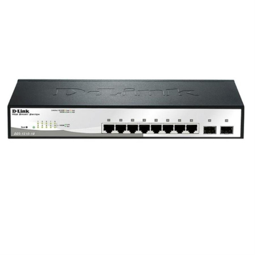 изображение Настраиваемый коммутатор WebSmart с 8 портами 10/100/1000Base-T и 2 портами 1000Base-X SFP DGS-1210-10/C1A D-Link магазин Компании Интерком-НН картинка Коммутатор DGS-1210-10/C1A D-Link WebSmart с 8 портами 10/100/1000Base-T, 2 порта 1000Base-X от магазина Интерком-НН