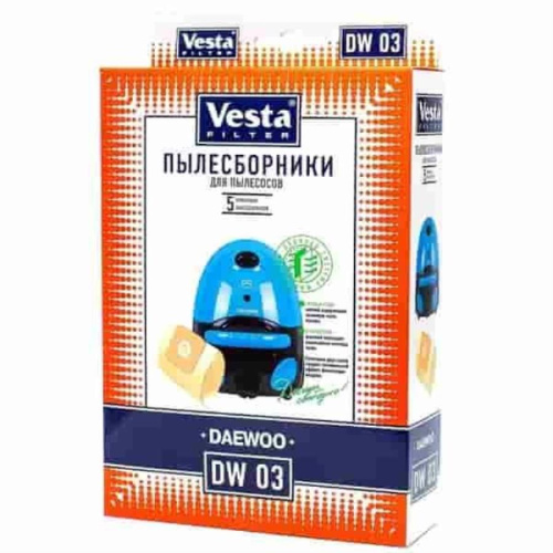 картинка Vesta filter DW03 комплект мешков-пылесборников бумажных (5шт) для пылесоса Daewoo от магазина Интерком-НН
