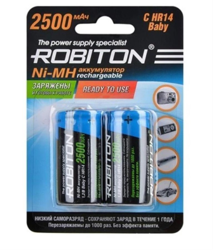 картинка Robiton RTU2500MHC Аккумулятор Ni-MH C 2500мАч Блистер-2шт от магазина Интерком-НН