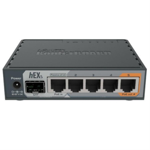 изображение hEX S - пяти портовый маршрутизатор Gigabit Ethernet имеет порт SFP и выход PoE на последнем порту, двухъядерным процессором 880 МГц и ОЗУ 256 МБSOHO Mikrotik RB760iGS магазин Компании Интерком-НН фото 2 картинка Mikrotik RB760iGS (HEX S) Маршрутизатор SOHO 5-Gigabit Ethernet, порт SFP и выход PoE от магазина Интерком-НН фото 2