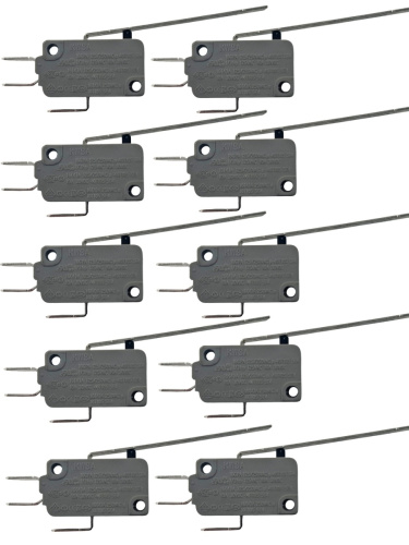 картинка Микропереключатель 10 шт. Dongnan KW3A-16Z2-A200 3-х контактный 16(4)A 250V с рычагом 51мм от магазина Интерком-НН