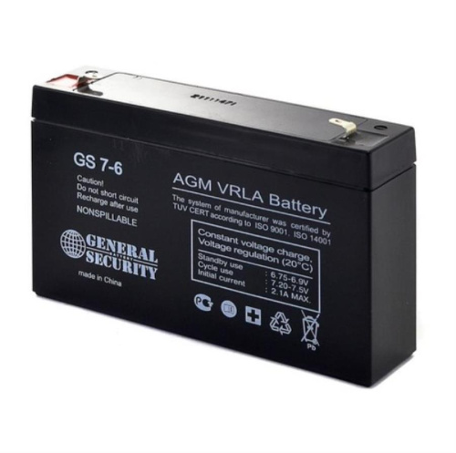 изображение Аккумуляторная батарея GENERAL SECURITY GS 7-6 необслуживаемая 6В, 7А/ч магазин Компании Интерком-НН картинка GENERAL SECURITY GS 7-6 Аккумуляторная батарея необслуживаемая 6В, 7А/ч от магазина Интерком-НН