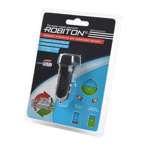 изображение Автомобильное зарядное устройство Robiton QCharger/Auto с USB выходом магазин Компании Интерком-НН картинка Robiton QCharger/Auto Автомобильное зарядное устройство с USB выходом от магазина Интерком-НН