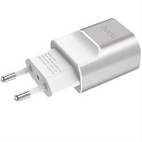 картинка Hoco C47A сетевое зарядное устройство с 2 USB выходами 5В, 2100mAh, серебро  от магазина Интерком-НН