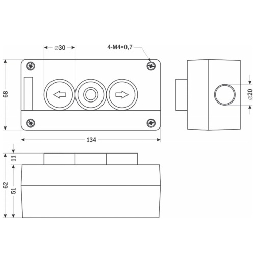 картинка Пост управления трехкнопочный для коммутации электрических цепей управления подъемными механизмами  от магазина Интерком-НН фото 4