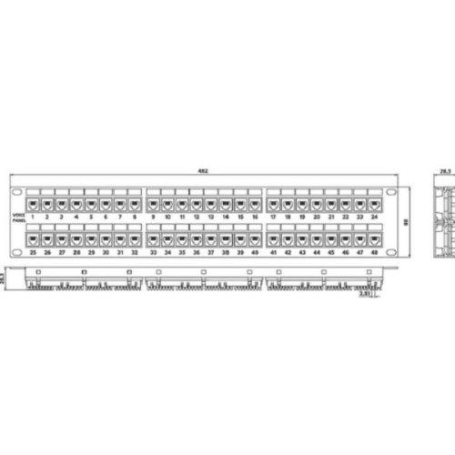 картинка PP-19-48-6P4C-C2 19" патч-панель Hyperline, 2U, 48xRJ-12, телефонная 48-портов от магазина Интерком-НН фото 2