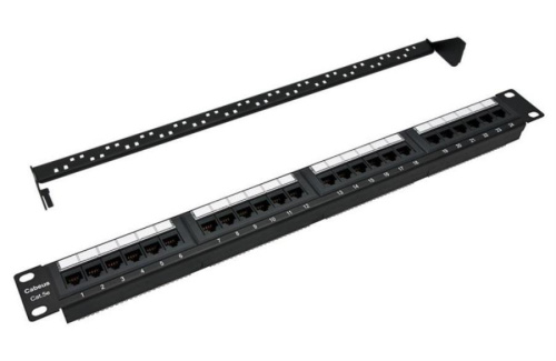 картинка Патч-панель UTP, 19", 24 порта RJ45, cat.5е, 1U, Dual Type, с органайзером, Netko СКС, "F" от магазина Интерком-НН