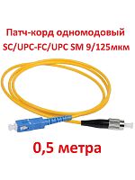 картинка Патч-корд оптический (optic patch cord) SC/UPC-FC/UPC SM 9/125мкм одномодовый (simplex) 0.5 метра от магазина Интерком-НН