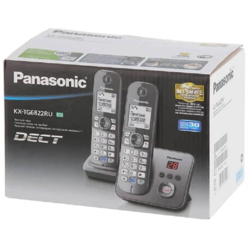 картинка Panasonic KX-TG6822RUM - Беспроводной телефон DECT (радиотелефон) с автоответчиком, цвет: серый мета от магазина Интерком-НН фото 2