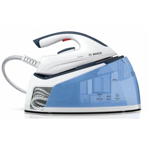 изображение Утюг с парогенератором Bosch TDS2140 2400Вт, давление пара 4.5 бар, подача пара 110г, паровой удар, вертикальное разглаживание, цвет белый-голубой магазин Компании Интерком-НН картинка Bosch TDS2140 утюг-парогенератор 2400Вт, давление пара 4.5 бар, подача пара 110г, паровой удар от магазина Интерком-НН