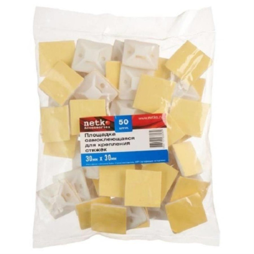 картинка Площадка самоклеющаяся 30ммх30мм для крепления стяжек шириной 6,4мм (50 шт) от магазина Интерком-НН