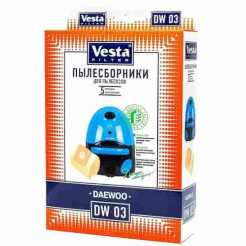 изображение Vesta filter DW03 комплект мешков-пылесборников бумажных (5шт) для пылесоса Daewoo магазин Компании Интерком-НН картинка Vesta filter DW03 комплект мешков-пылесборников бумажных (5шт) для пылесоса Daewoo от магазина Интерком-НН